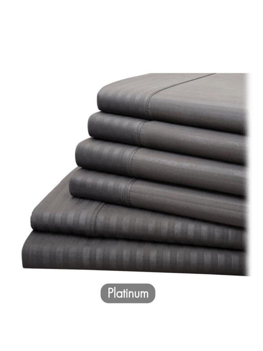 HOTEL NEW YORK KING SHEET SET PLATINUM GREY DOBBY STRIPE 6 PIECE